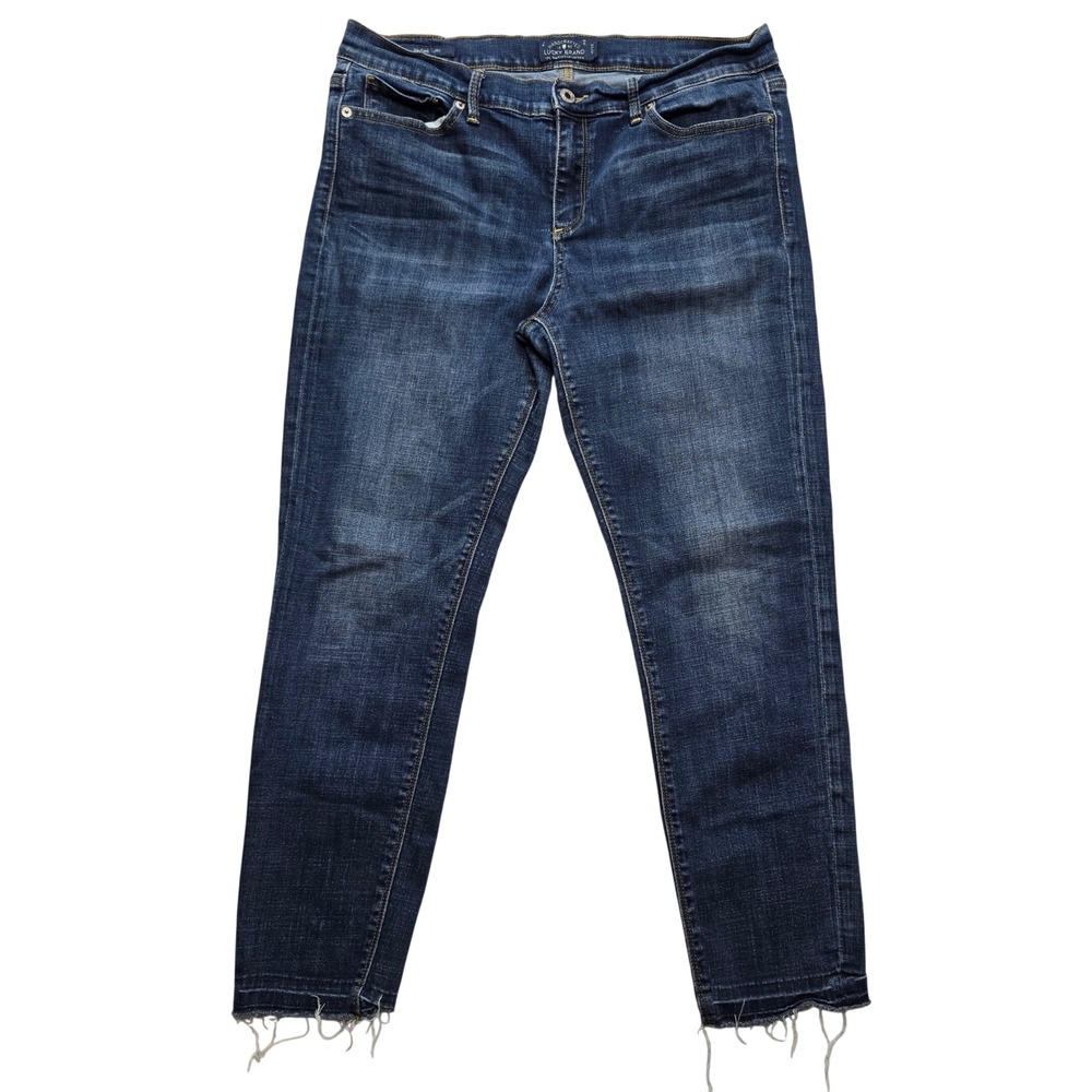 Lucky Brand Brooke Capri‎ Jeans Mid Rise Stretch Raw Hem Blue 14/32